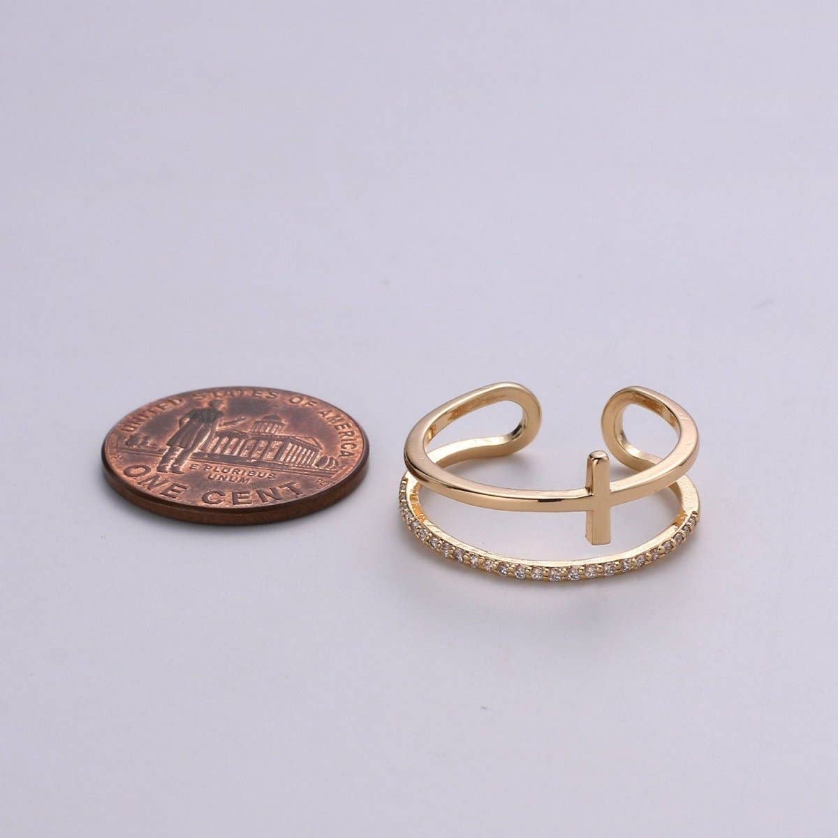 Sideway Gold Cross Ring