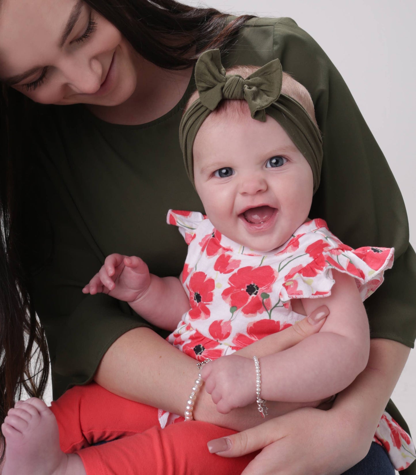 Mom and Me 2-Piece Pearl Cross Bracelet Baby Baptism Gift