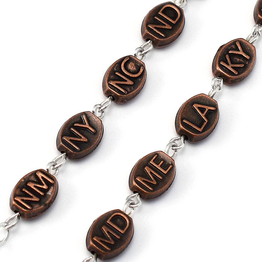 The USA Rosary in Antique Silver with 50 States Beads
