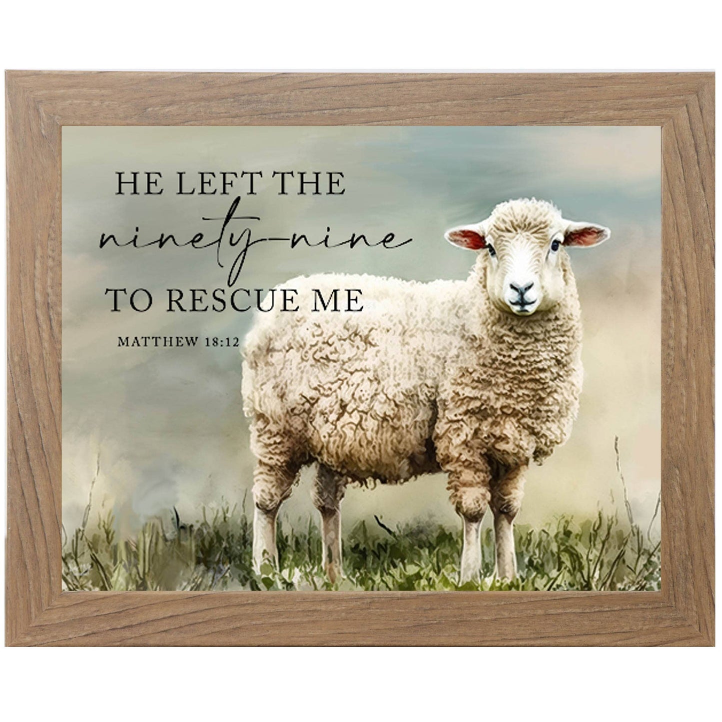 He Left The Ninety-Nine Framed Art Print Sheep Christian Art