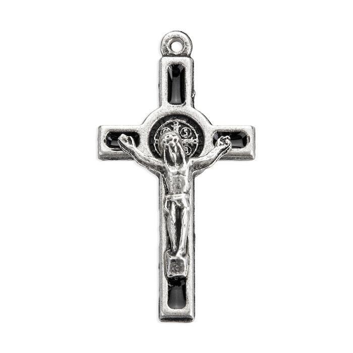 1 1/2" Saint Benedict Crucifix with Black Epoxied Inlay