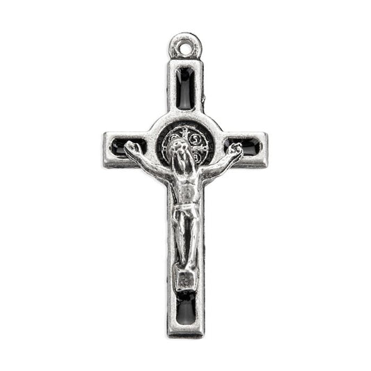 1 1/2" Saint Benedict Crucifix with Black Epoxied Inlay