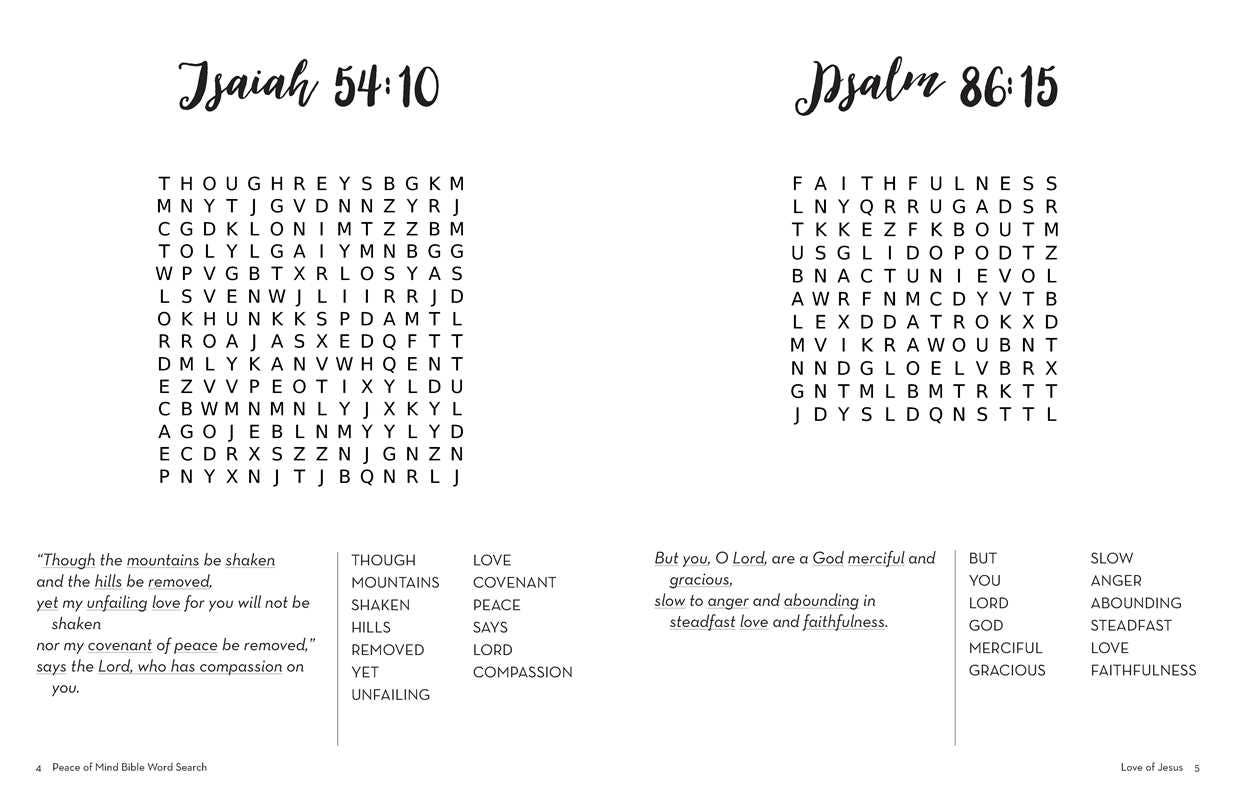 Peace of Mind Bible Word Search Love of Jesus by Linda Peters