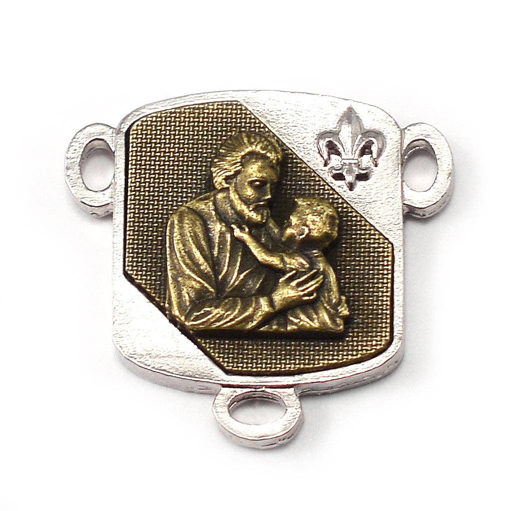 Saint Joseph Rosary in Bronze, Silver & Hematite