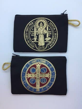 Small Rosary Pouch -St. Benedict Medal (3″ x 4″)