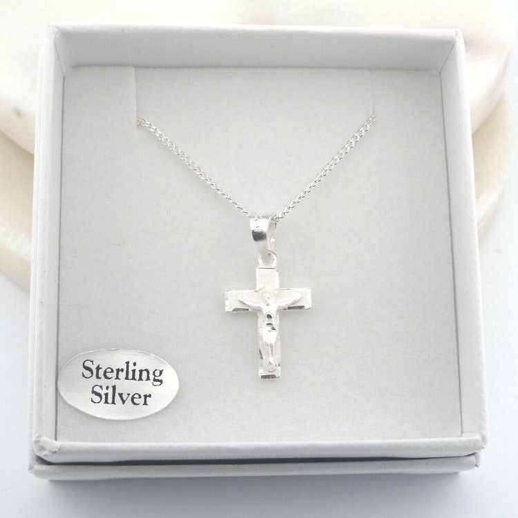 Silver Crucifix Mini Pendant Necklace 18-inch