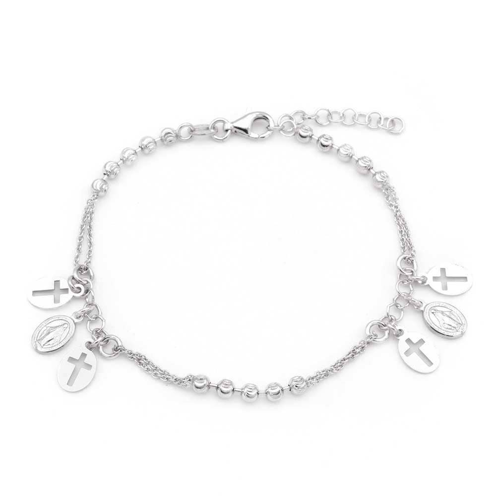Sterling Silver Rosary Bracelet Miraculous Medal Charms
