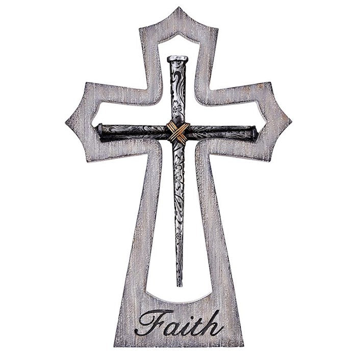 Wall Cross-Cross Of Nails-Faith (10"H)