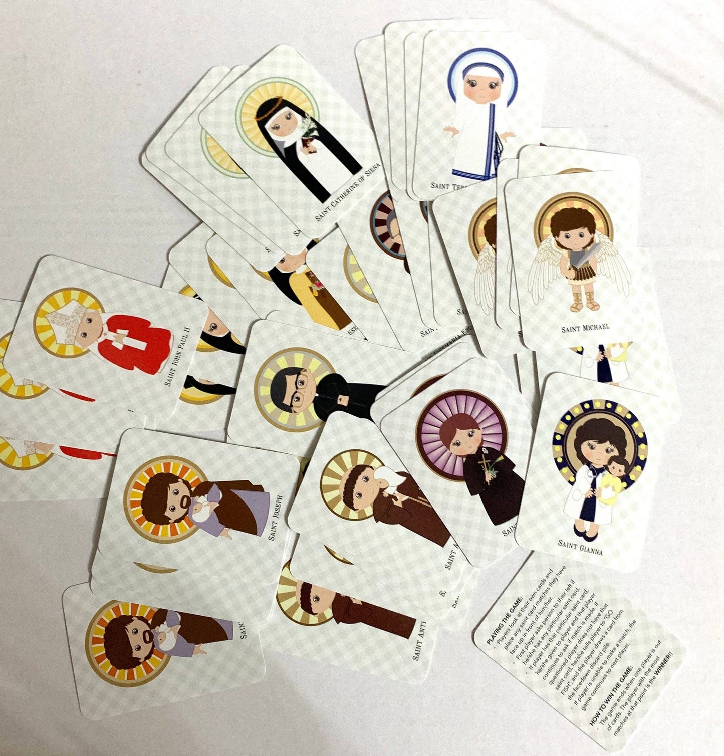 Fishing with the Saints Game Card Set. Set of 48 (12 saints) Saint Matching Game. First Communion Gift. Baptism Gift. Catholic Gift.