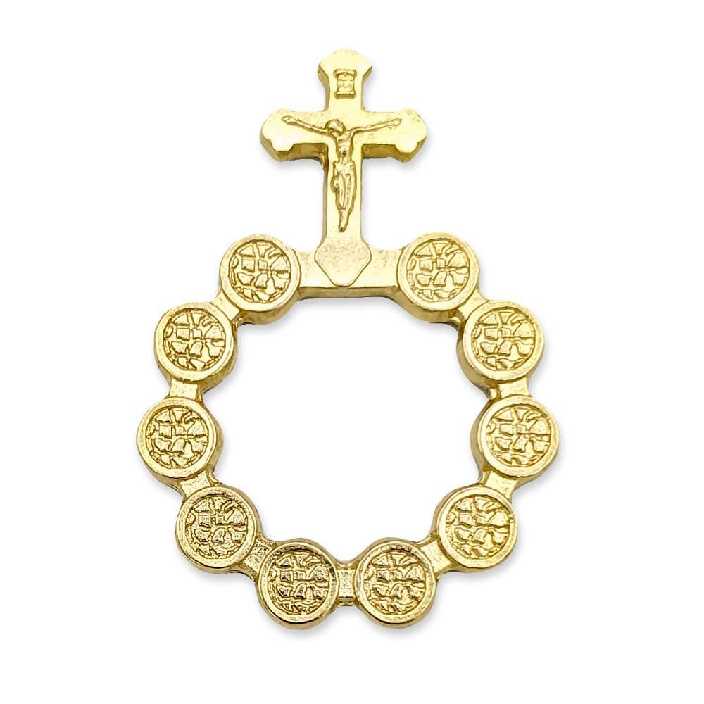 Finger Rosary One Decade Rosary Ring Gold Teal Beads