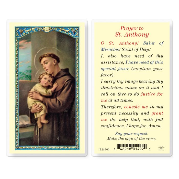 Holy Card - Laminated - Prayer to St Anthony