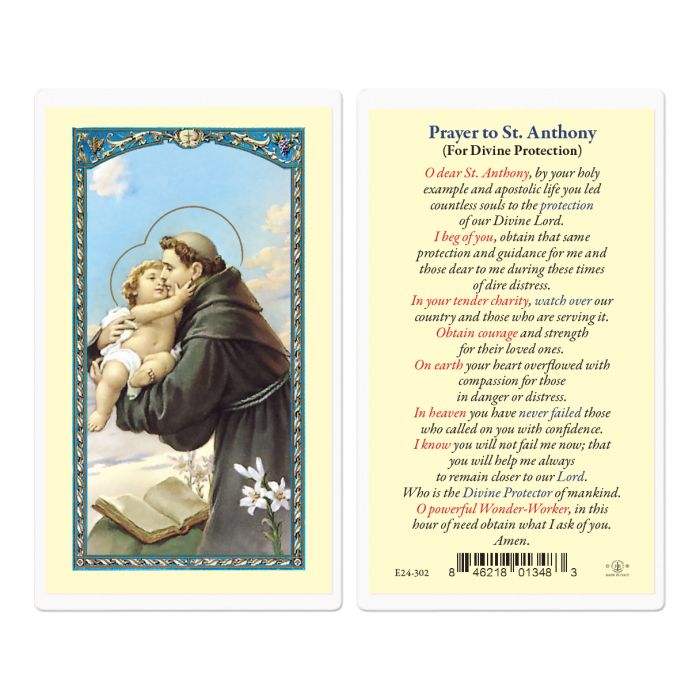 Holy Card - Laminated - St Anthony of Divine Protection