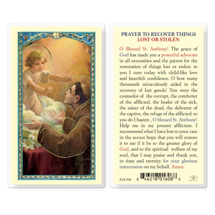 Holy Card - Laminated - Anthony (Prayer to Recover Things)