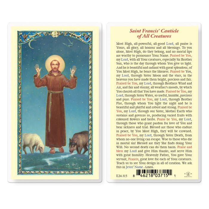 Holy Card - Laminated - Saint Francis Canticle of All Creatures
