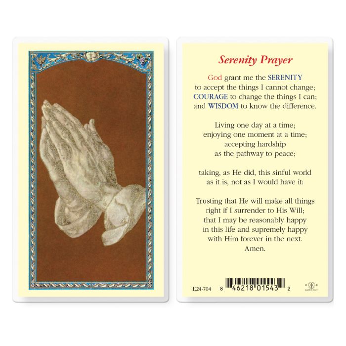 Holy Card - Laminated - Serenity Prayer with Long Version