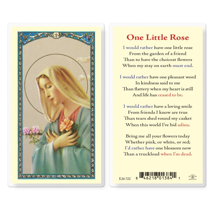 Holy Card - Laminated - One Little Rose