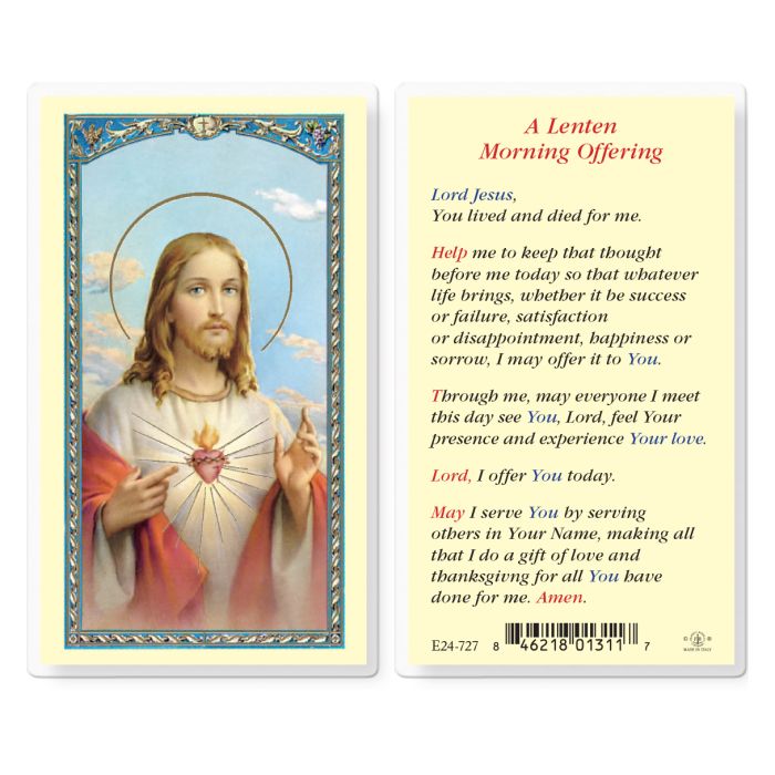 Holy Card - Laminated - A Lenten Morning Offering