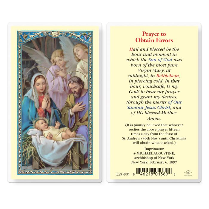Holy Card - Laminated - Prayer to Obtain Favors