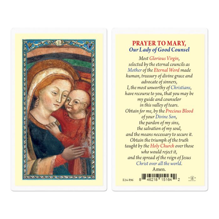 Holy Card - Laminated - Our Lady of Good Counsel (Prayer to Mary)