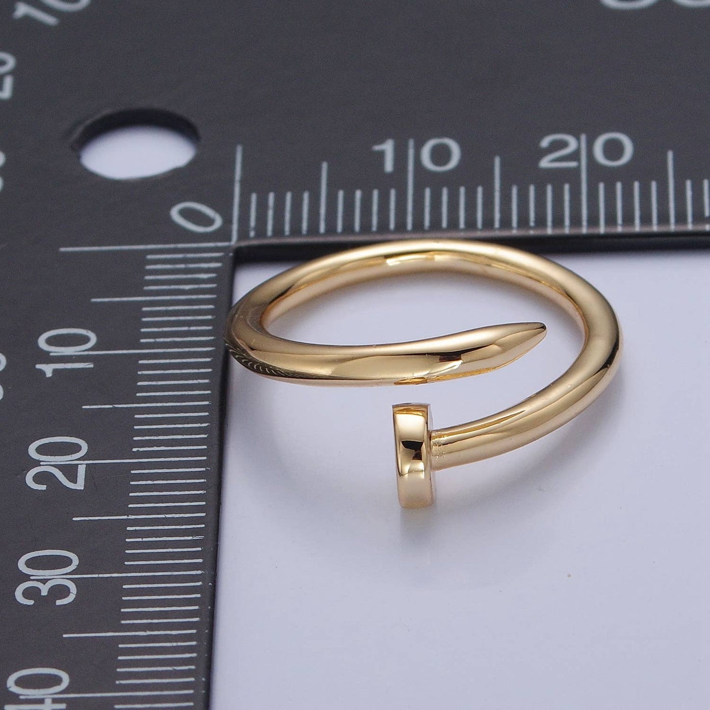 24k Gold Plated Minimal Nail Bent Ring | O-2194