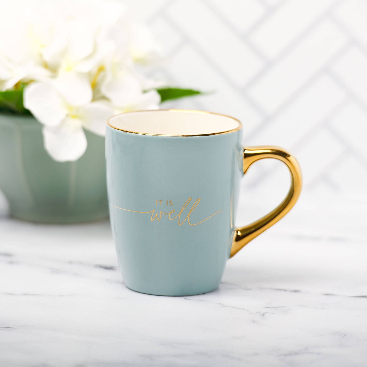 It Is Well With My Soul Blue and Gold Coffee Mug