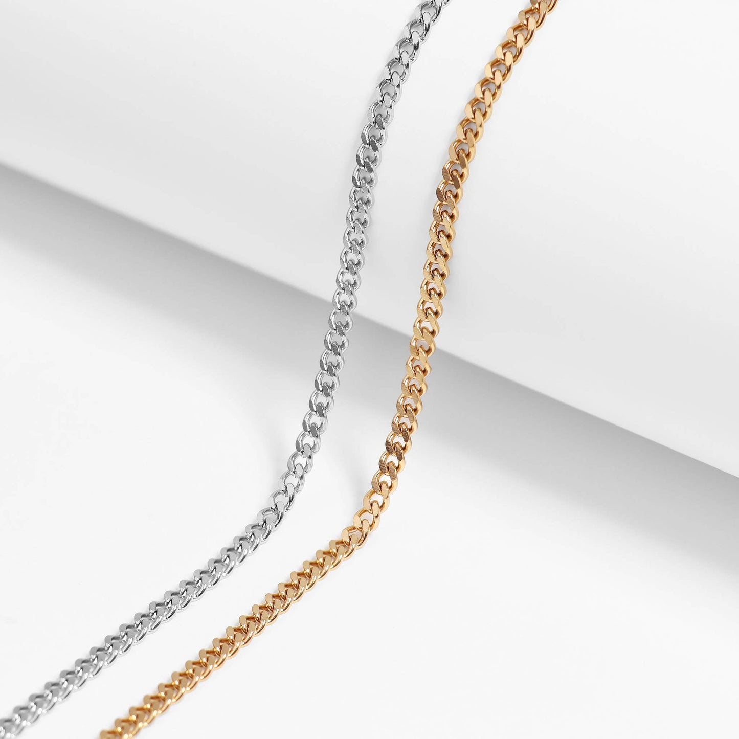 Stainless Steel Gold Curb Chain Necklace