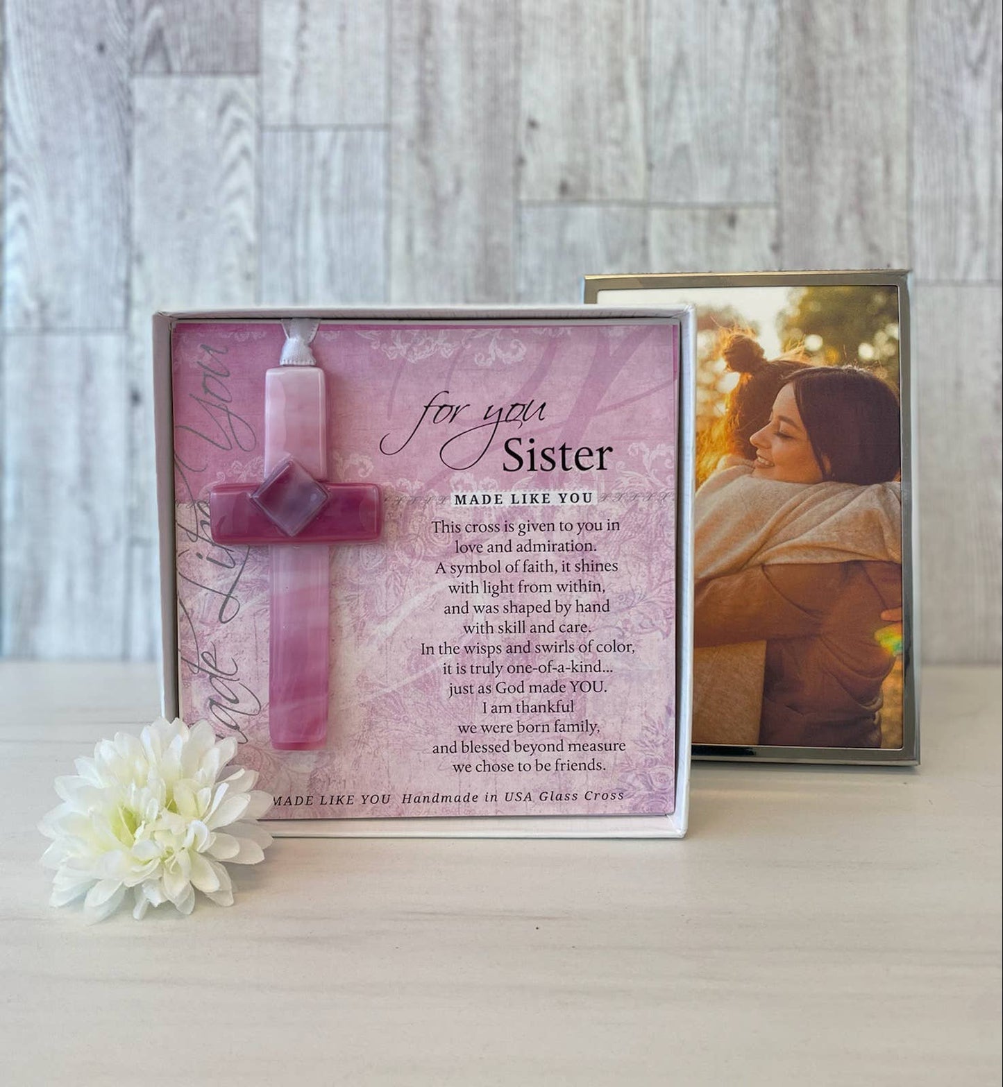 Sister Gift USA Handmade Glass Cross Christian