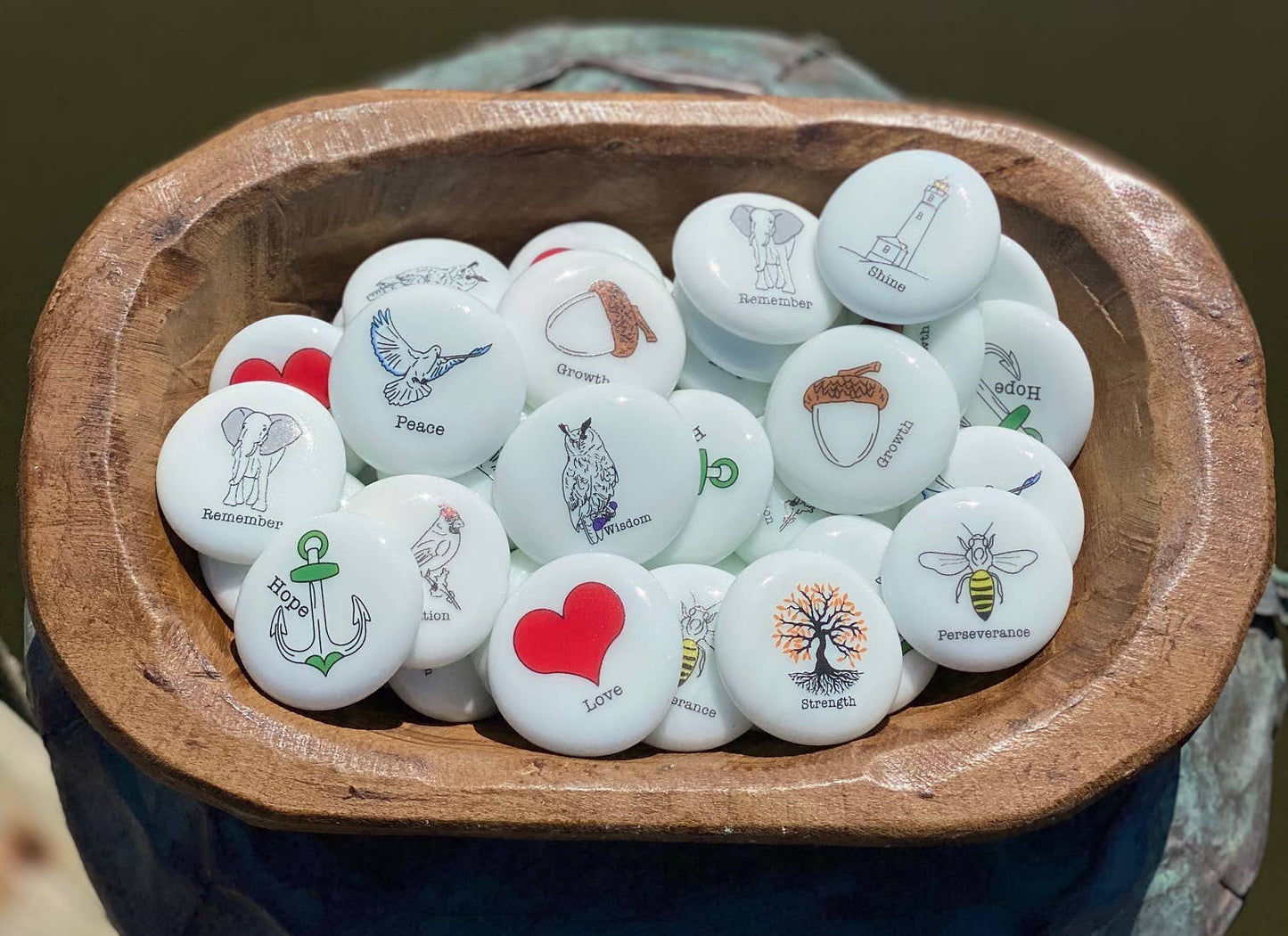 Action Imprinted Word Stones - 10 Words Available