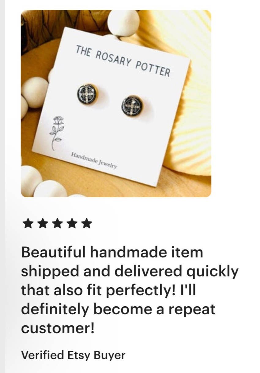 Saint Benedict Polymer Clay Stud Earrings