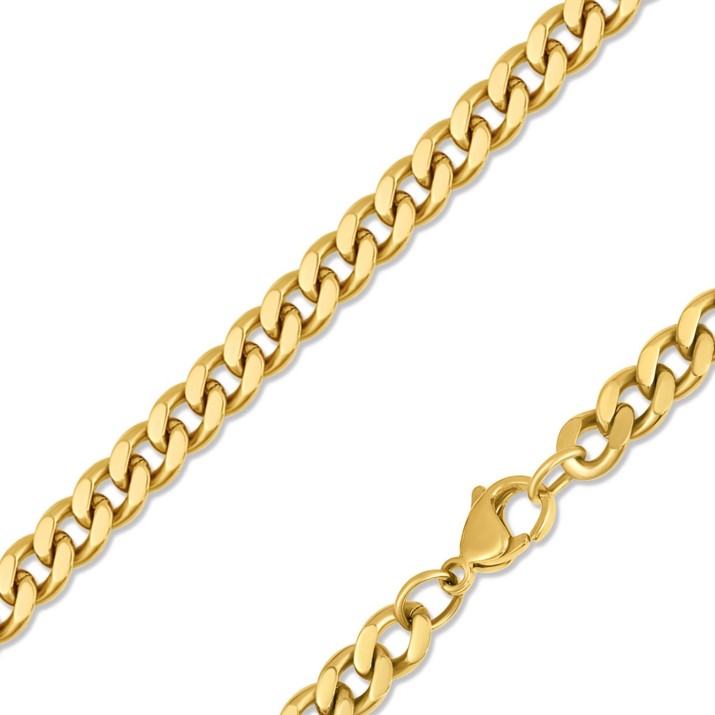 Stainless Steel Gold Curb Chain Necklace