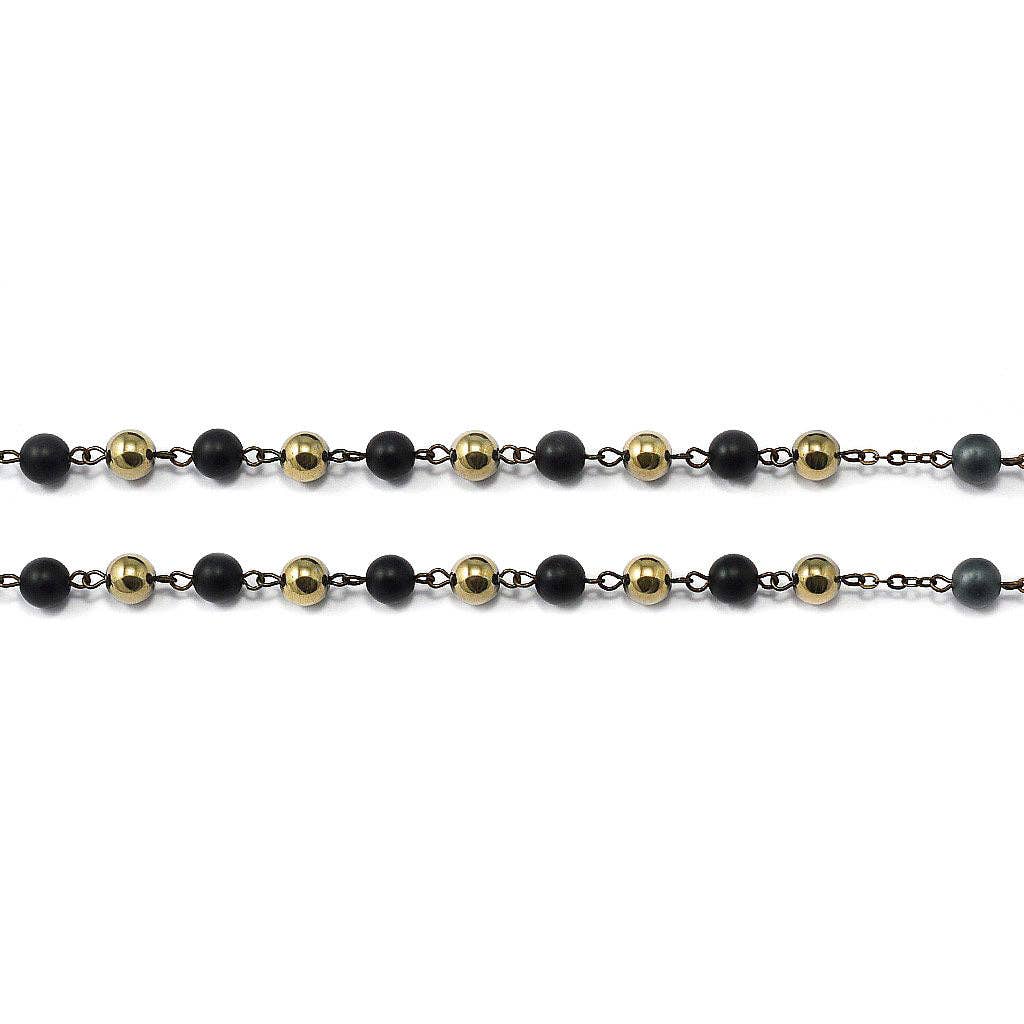 Saint Joseph Rosary in Bronze, Black & Hematite
