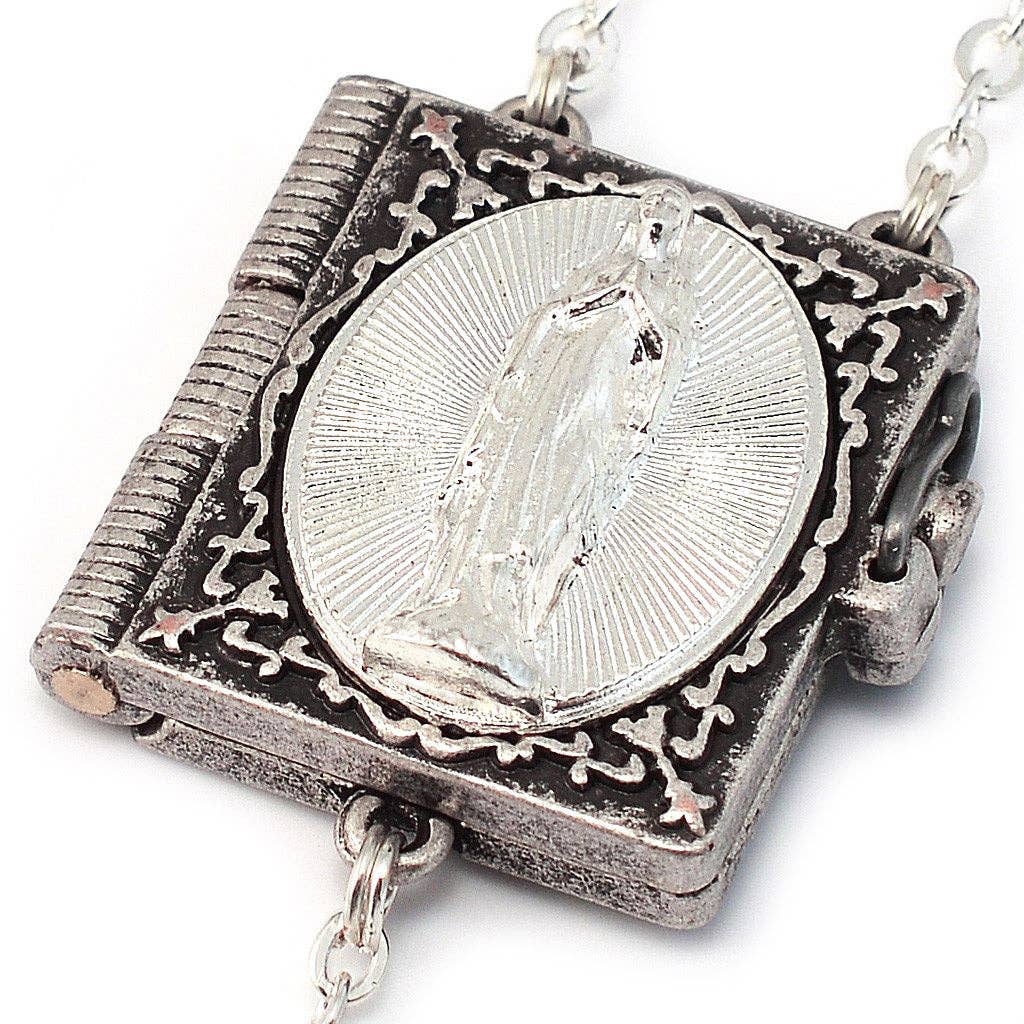 Lourdes Mysteries Booklet Aurora Borealis & Silver Rosary