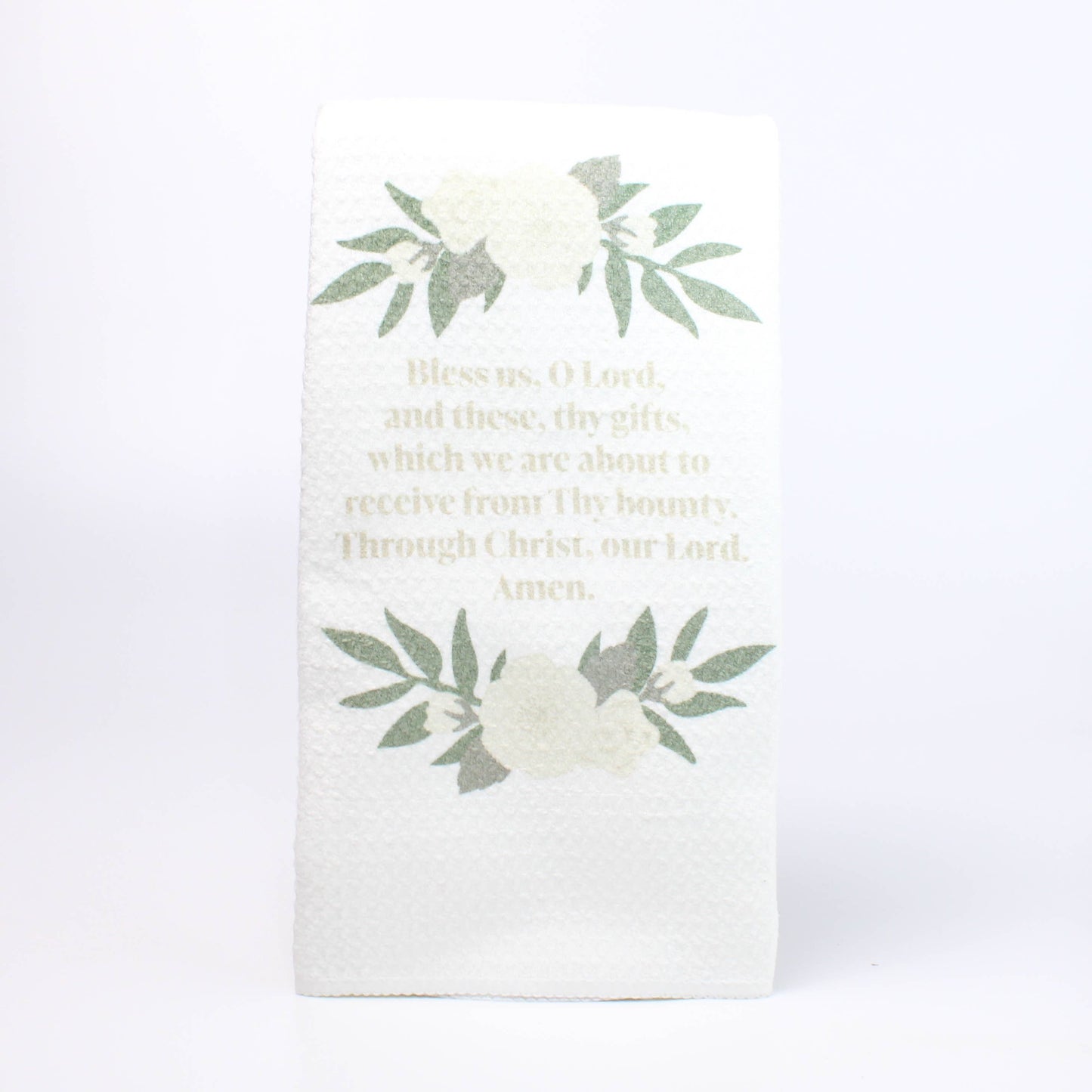 Bless Us Oh Lord Tea Towel, Catholic Prayer Home Decor