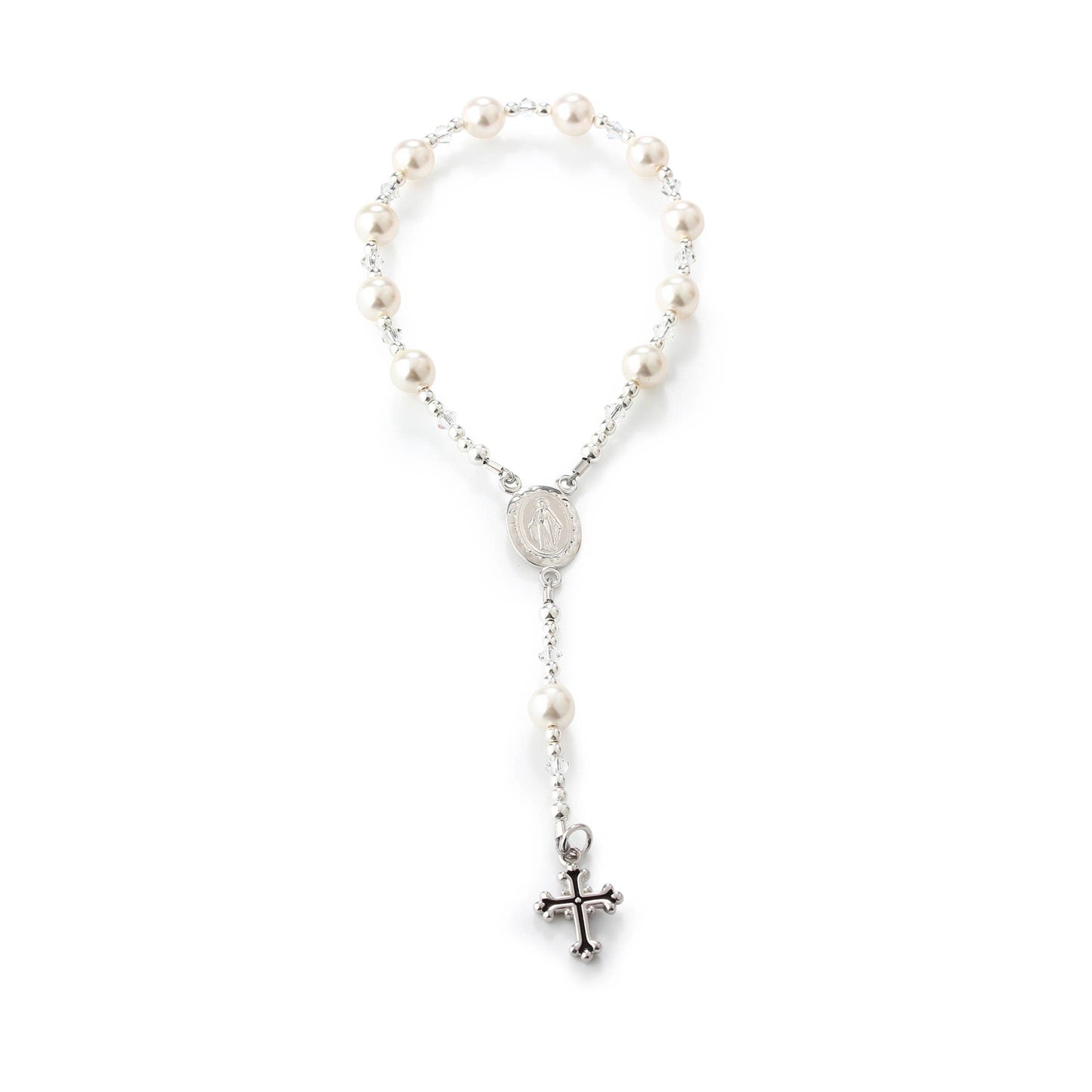 Sterling Silver White Baby Rosary Girl or Boy Baptism Gift