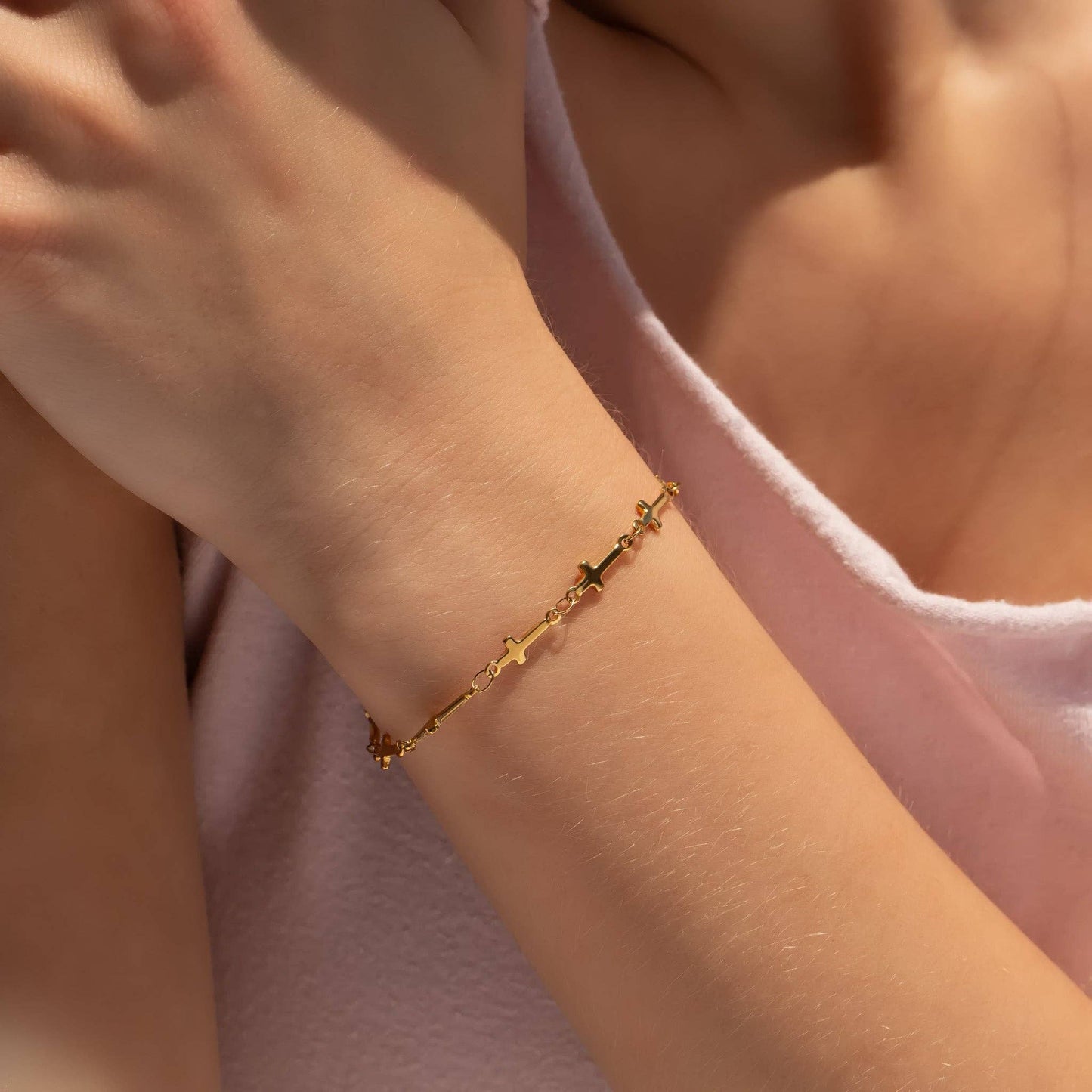Stainless Steel Cross Chain Bracelet