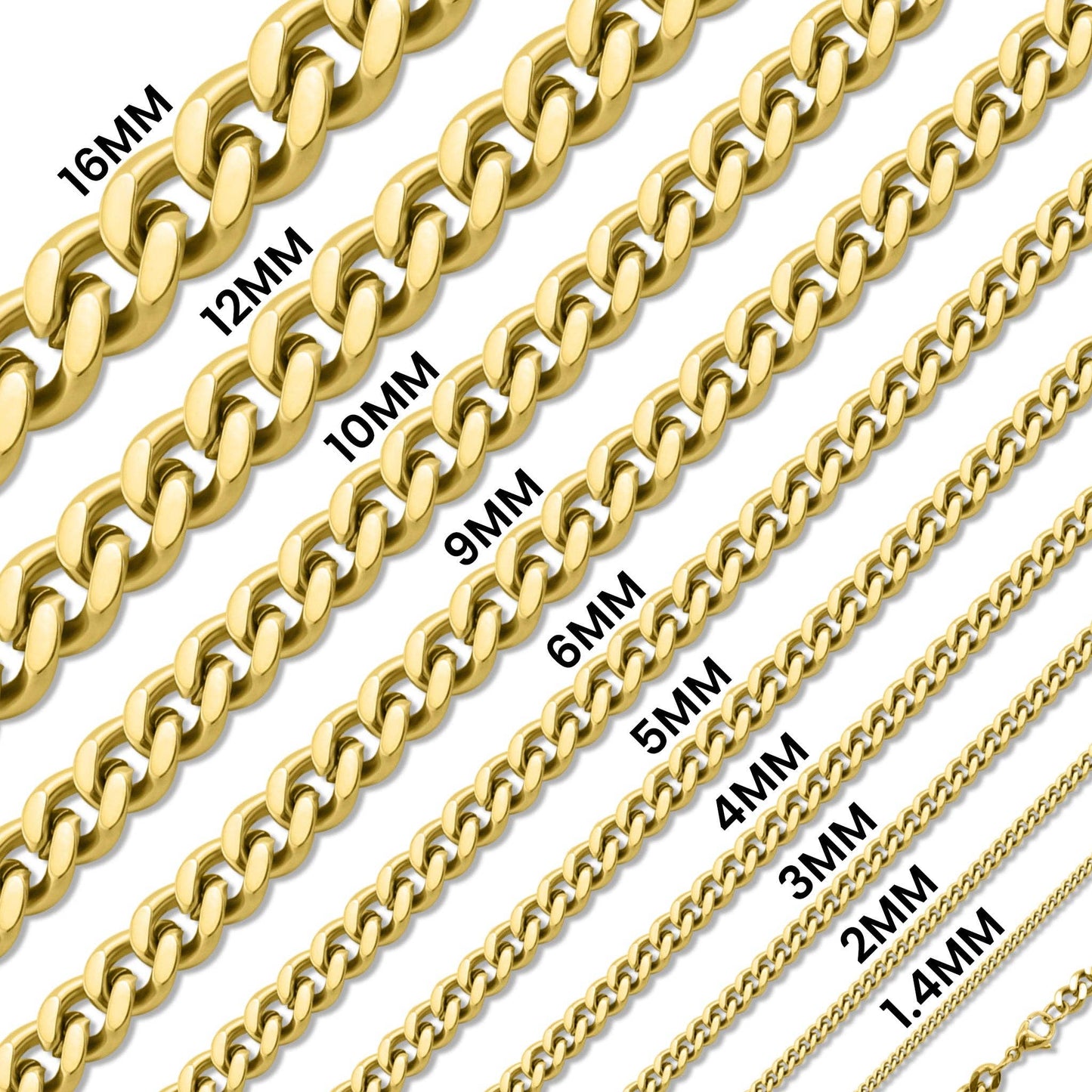 Stainless Steel Gold Curb Chain Necklace