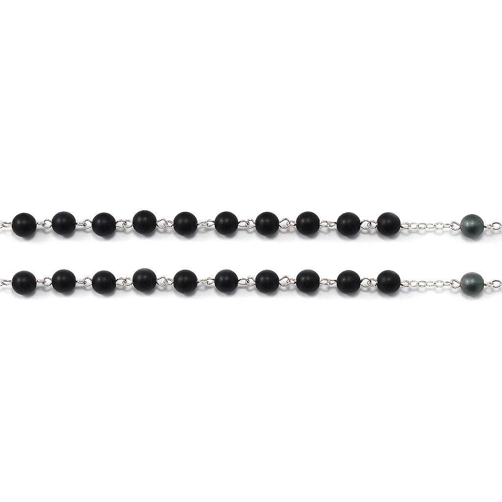 Rosaries for Men with Hematite, Black Agate & Silver