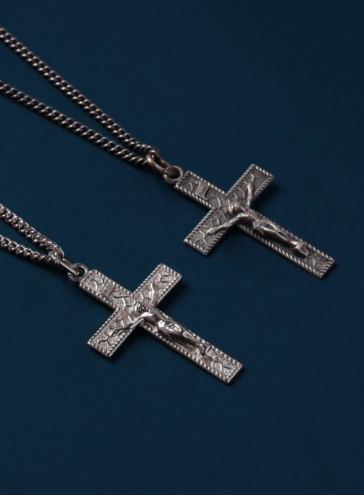 Sterling Silver Crucifix Cross Pendant Necklace for Men