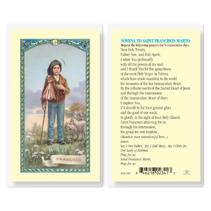 Holy Card - Laminated - Novena to Franciso Marto