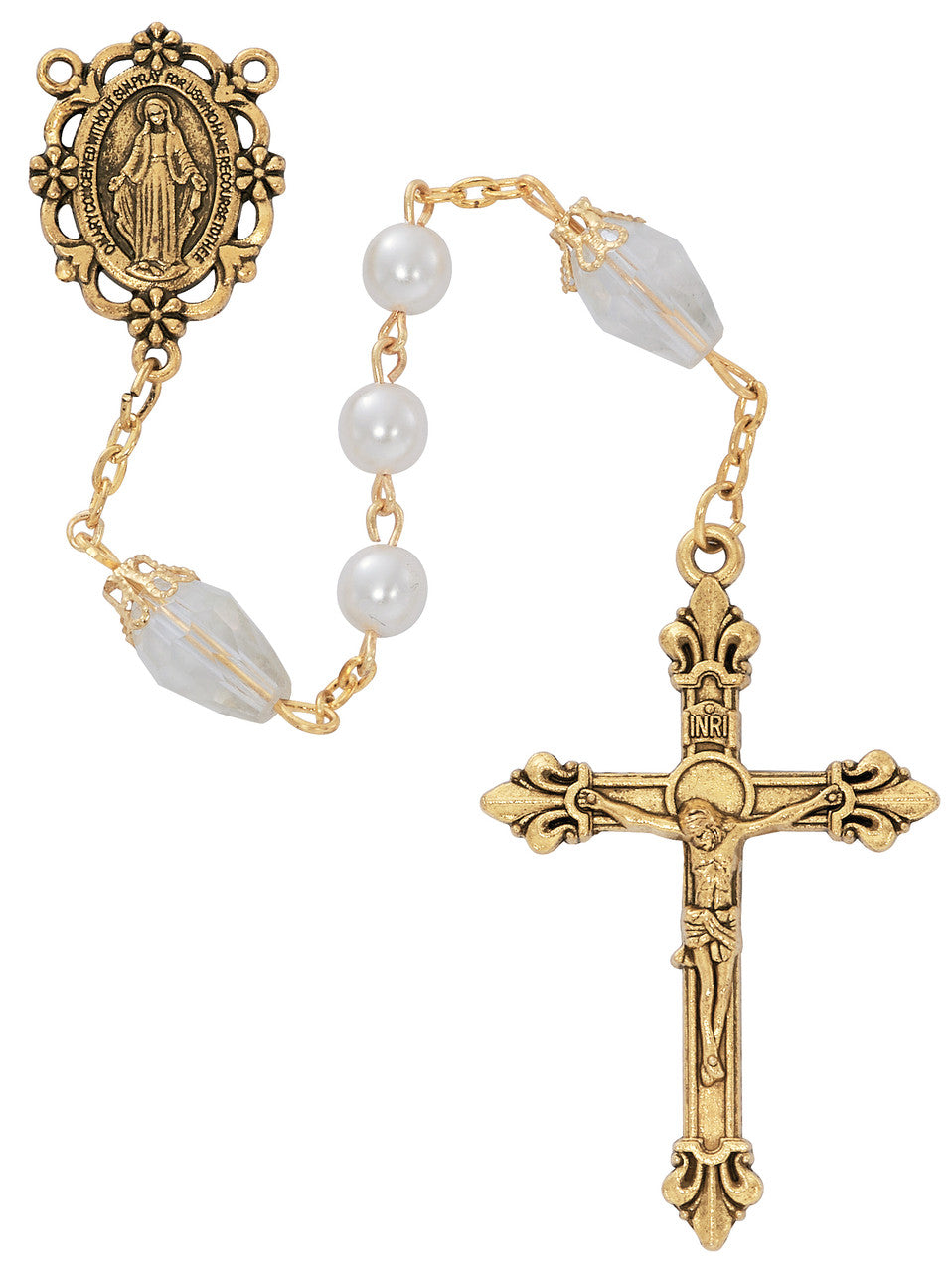 6MM PEARL & CRYSTAL ANTIQ GLD