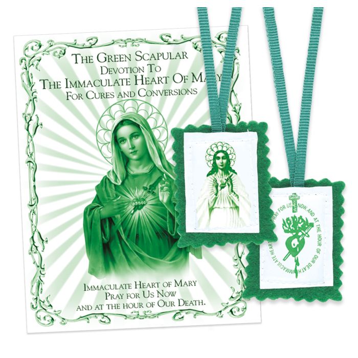 Green Scapular Felt - Immaculate Heart