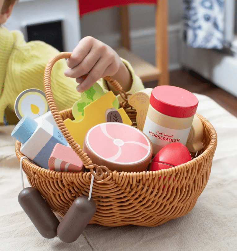 Holy Saturday Easter Basket Wooden Play Food Set