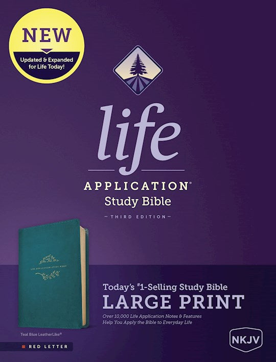NKJV Life Application Study Bible/Large Print (Third Edition)-Teal Blue Leather Like