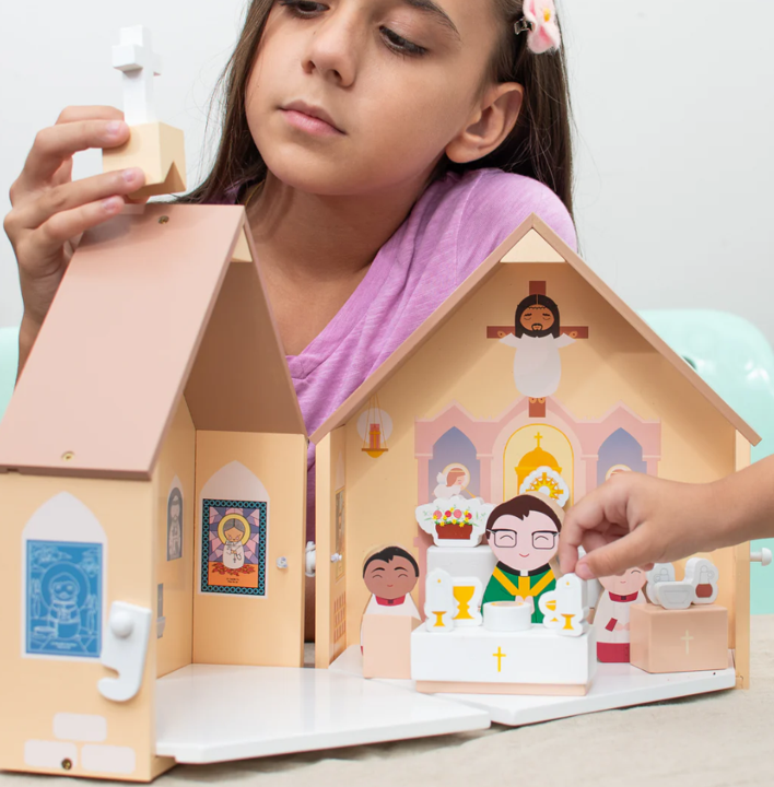 Wooden Catholic Church Playset