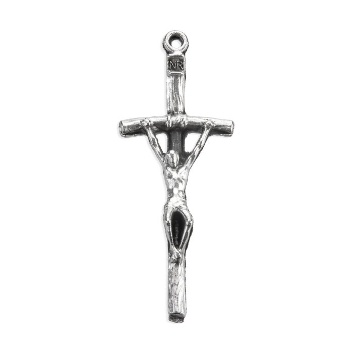 1 1/2" Antiqued Silver Oxidized Papal Crucifix