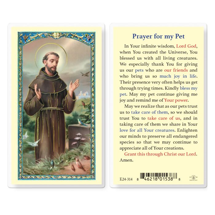 Holy Card - Laminated - Prayer For My Pet