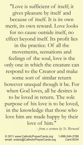 St. Bernard of Clairvaux Prayer Card