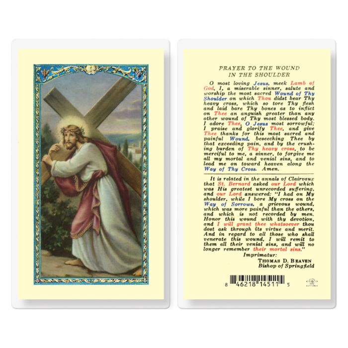 Holy Card - Laminated - Wound in the Shoulder