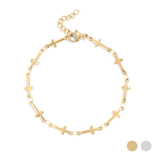 Stainless Steel Cross Chain Bracelet