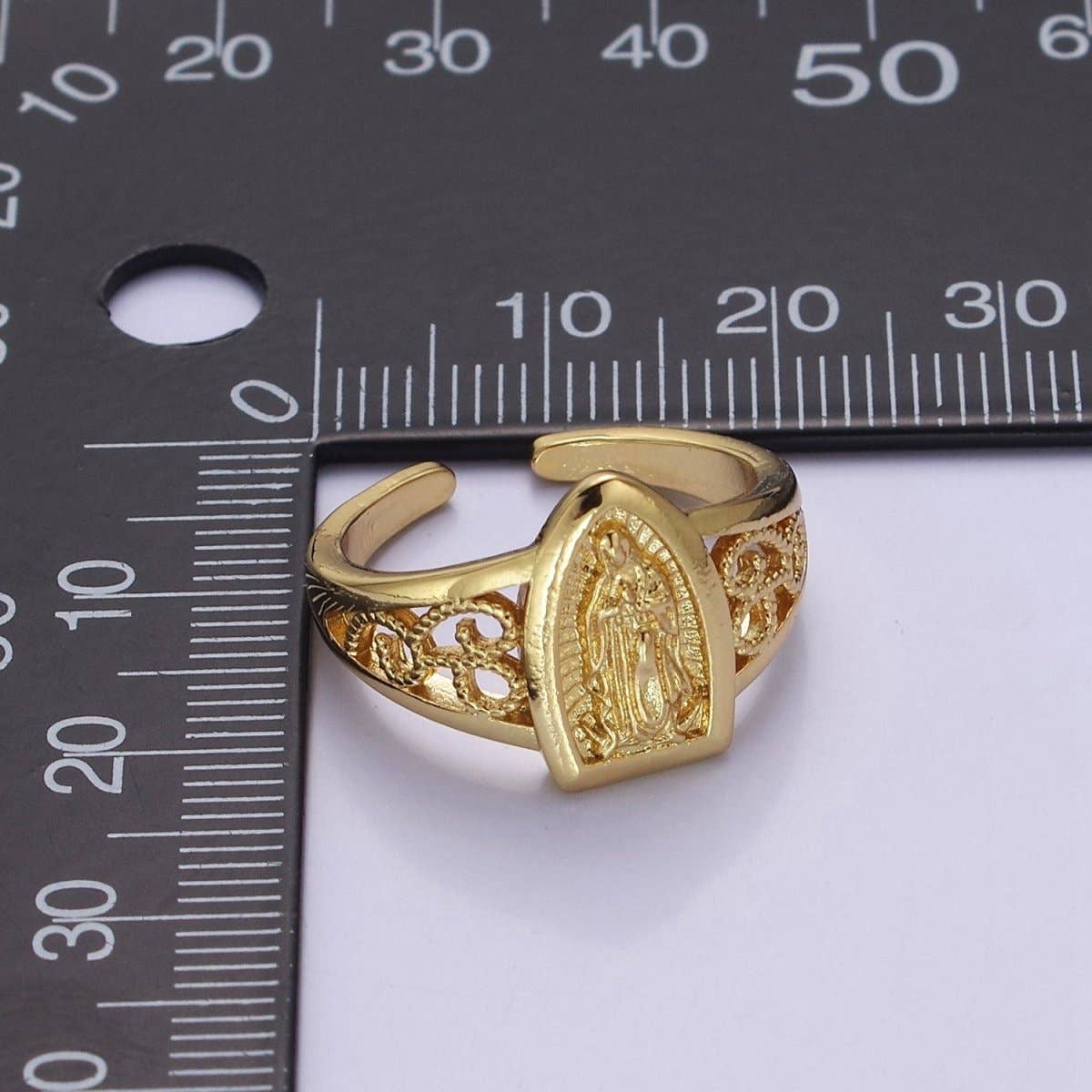 Catholic Our Lady of Guadalupe Gold Rings Virgin Mary Religious Ring O-2164